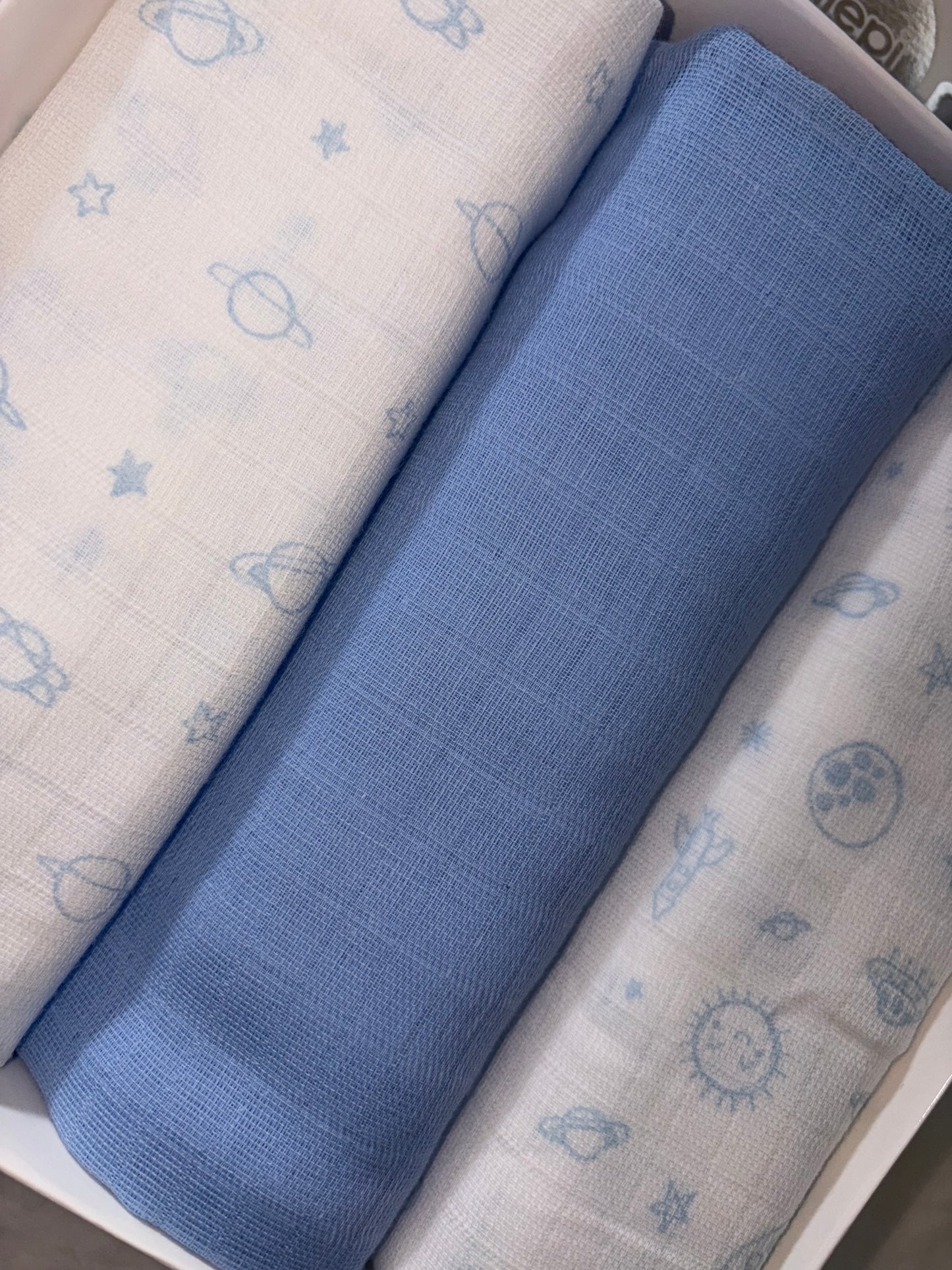 Set Quadrati di Garza in Azzurro