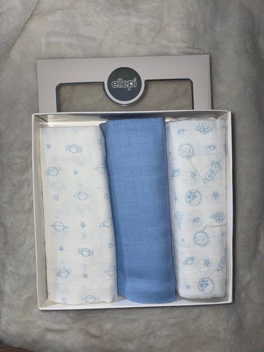 Set Quadrati di Garza in Azzurro