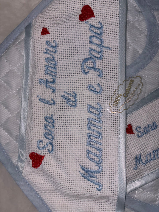 Accappatoio e bavetta “Sono l’amore di mamma e papà”