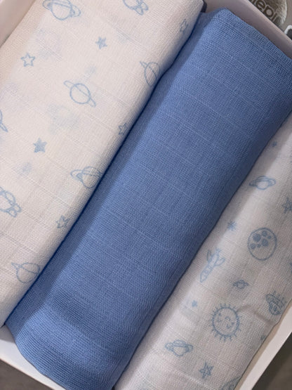 Set Quadrati di Garza in Azzurro