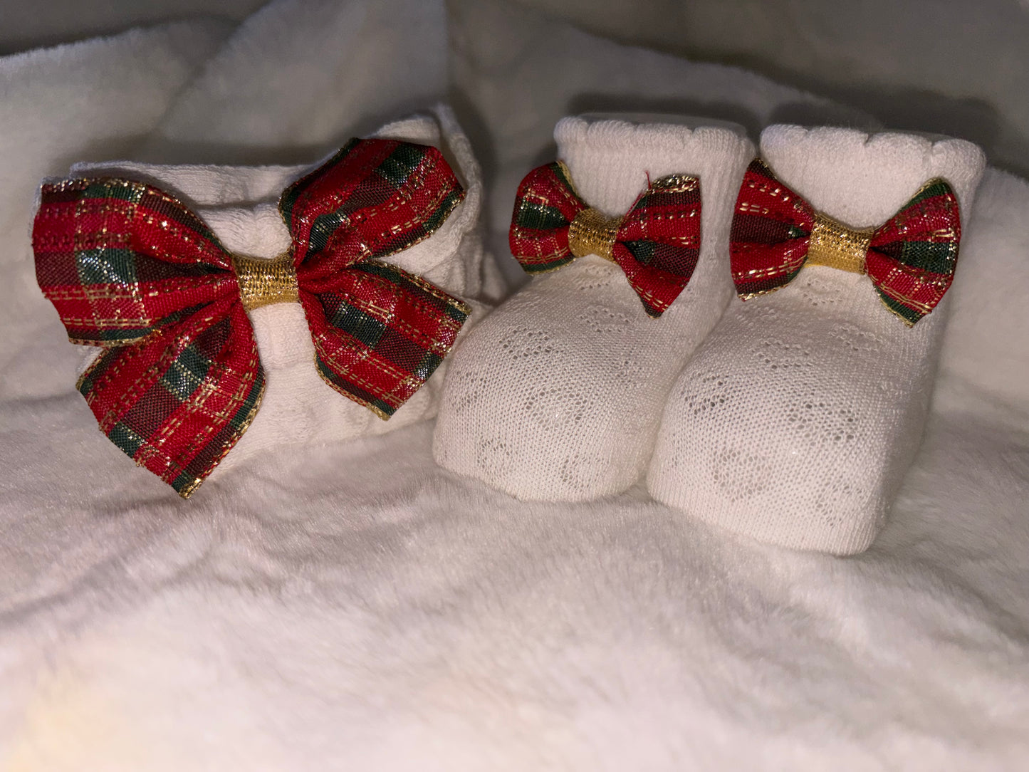 Fascia e scarpette panna/scozzese