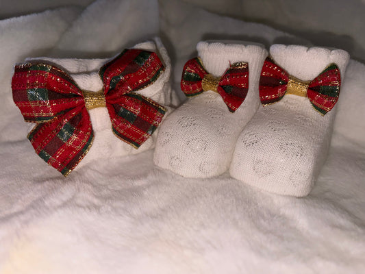 Fascia e scarpette panna/scozzese