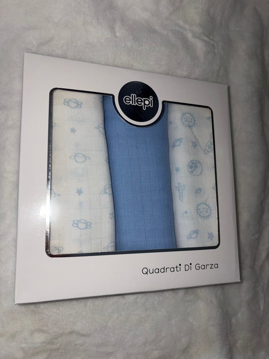 Set Quadrati di Garza in Azzurro